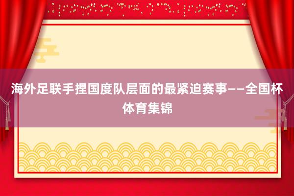 海外足联手捏国度队层面的最紧迫赛事——全国杯体育集锦
