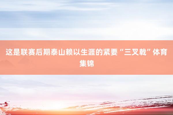 这是联赛后期泰山赖以生涯的紧要“三叉戟”体育集锦