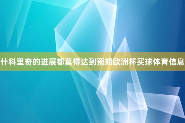 什科里奇的进展都莫得达到预期欧洲杯买球体育信息