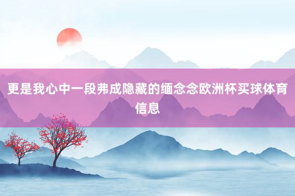 更是我心中一段弗成隐藏的缅念念欧洲杯买球体育信息