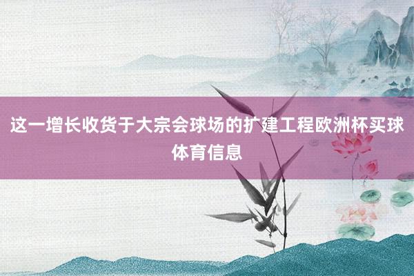 这一增长收货于大宗会球场的扩建工程欧洲杯买球体育信息