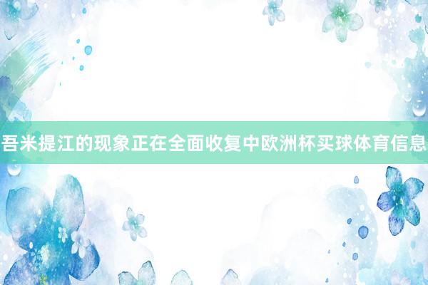 吾米提江的现象正在全面收复中欧洲杯买球体育信息