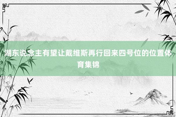 湖东说念主有望让戴维斯再行回来四号位的位置体育集锦