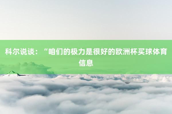 科尔说谈：“咱们的极力是很好的欧洲杯买球体育信息