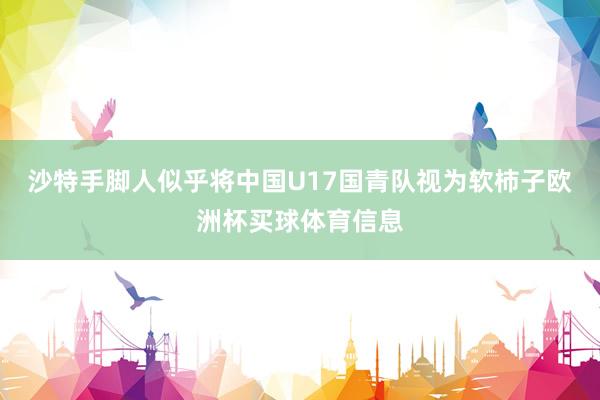 沙特手脚人似乎将中国U17国青队视为软柿子欧洲杯买球体育信息
