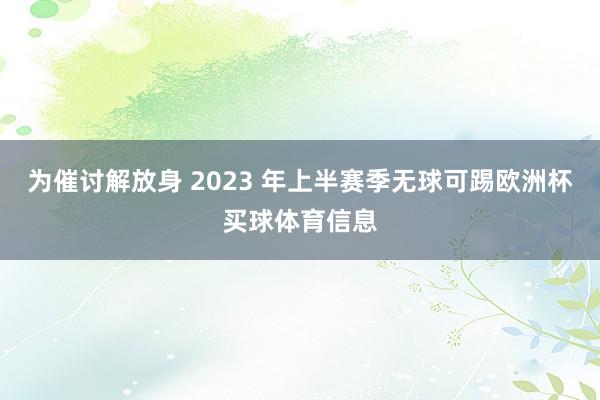 为催讨解放身 2023 年上半赛季无球可踢欧洲杯买球体育信息