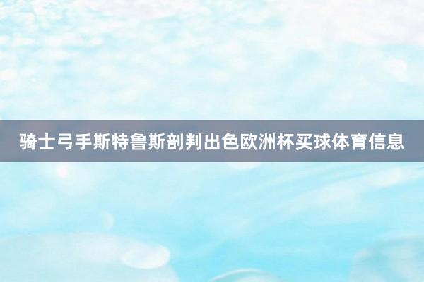 骑士弓手斯特鲁斯剖判出色欧洲杯买球体育信息