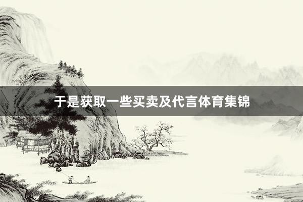 于是获取一些买卖及代言体育集锦