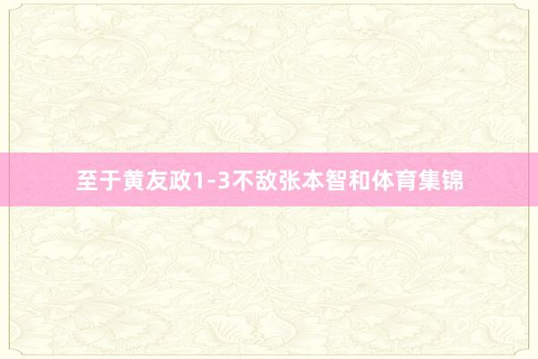 至于黄友政1-3不敌张本智和体育集锦