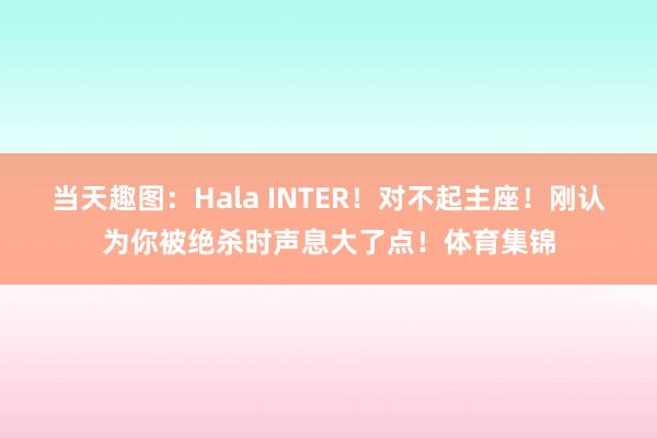 当天趣图：Hala INTER！对不起主座！刚认为你被绝杀时声息大了点！体育集锦