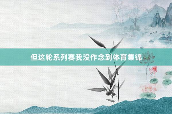 但这轮系列赛我没作念到体育集锦