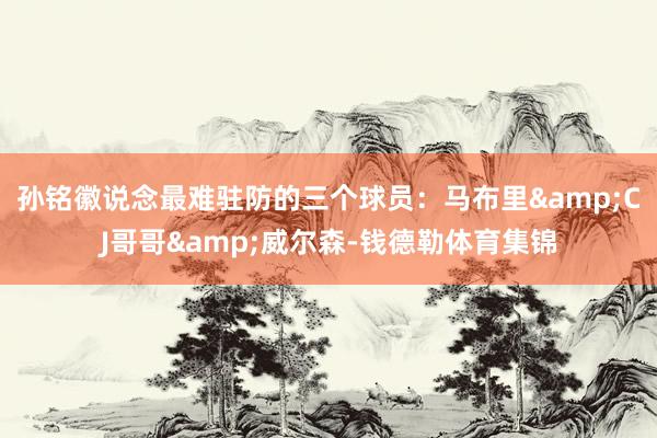 孙铭徽说念最难驻防的三个球员：马布里&CJ哥哥&威尔森-钱德勒体育集锦