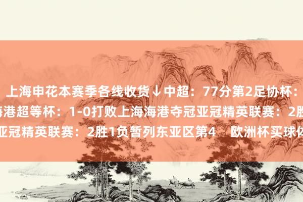 上海申花本赛季各线收货↓中超：77分第2足协杯：半决赛2-3不敌上海海港超等杯：1-0打败上海海港夺冠亚冠精英联赛：2胜1负暂列东亚区第4    欧洲杯买球体育信息