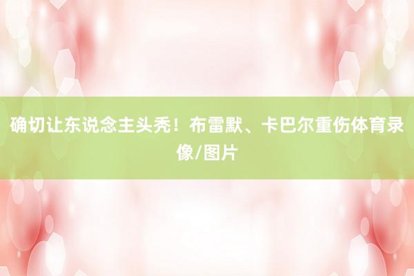 确切让东说念主头秃！布雷默、卡巴尔重伤体育录像/图片