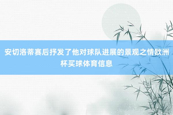 安切洛蒂赛后抒发了他对球队进展的景观之情欧洲杯买球体育信息