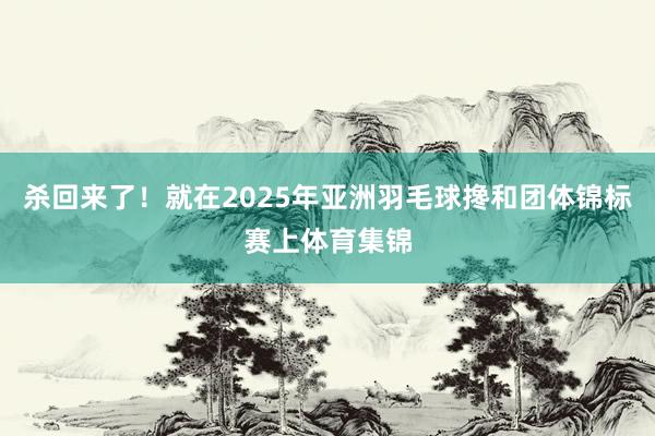 杀回来了!就在2025年亚洲羽毛球搀和团体锦标赛上体育集锦