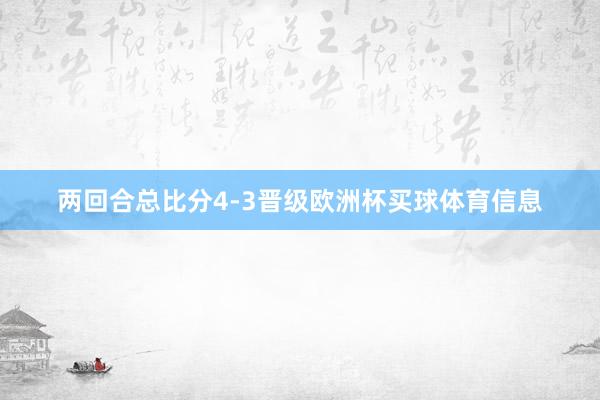 两回合总比分4-3晋级欧洲杯买球体育信息