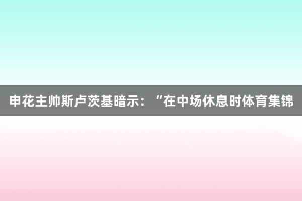 申花主帅斯卢茨基暗示:“在中场休息时体育集锦