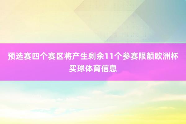 预选赛四个赛区将产生剩余11个参赛限额欧洲杯买球体育信息