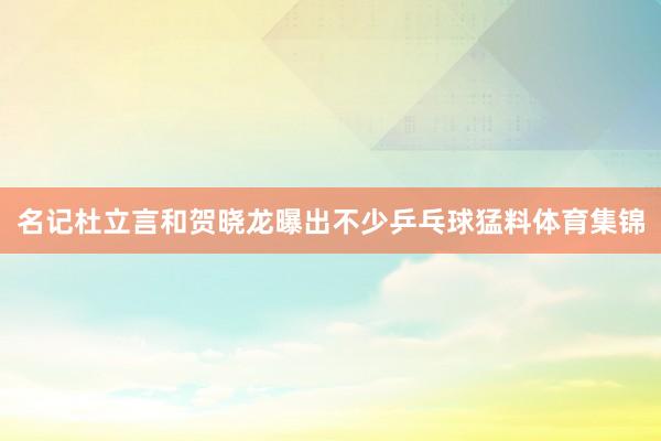 名记杜立言和贺晓龙曝出不少乒乓球猛料体育集锦