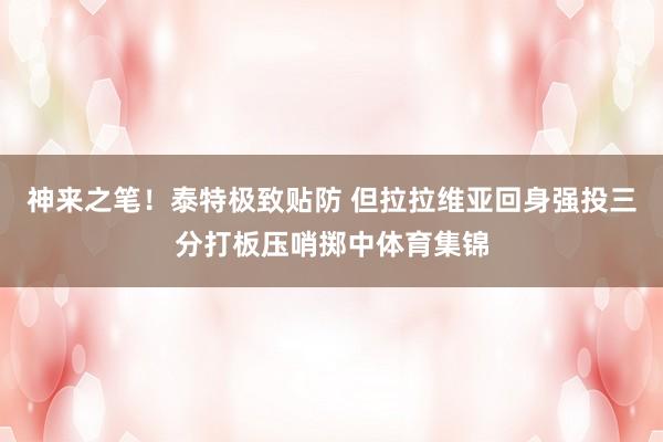 神来之笔！泰特极致贴防 但拉拉维亚回身强投三分打板压哨掷中体育集锦