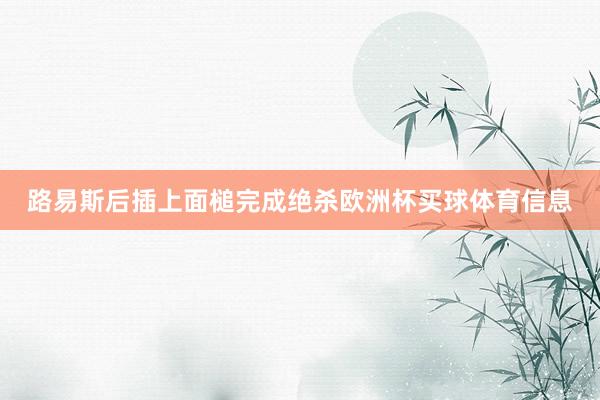 路易斯后插上面槌完成绝杀欧洲杯买球体育信息