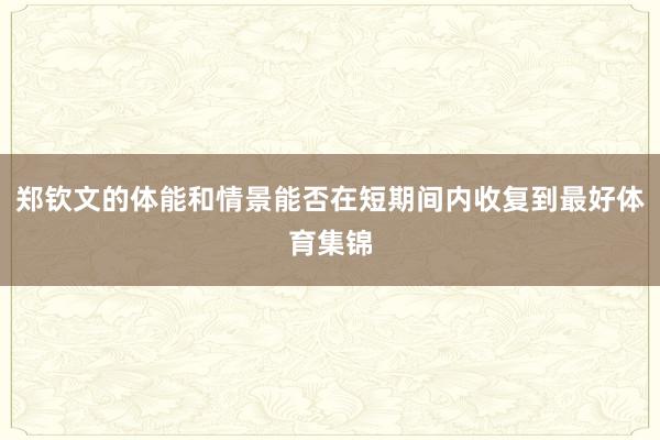 郑钦文的体能和情景能否在短期间内收复到最好体育集锦