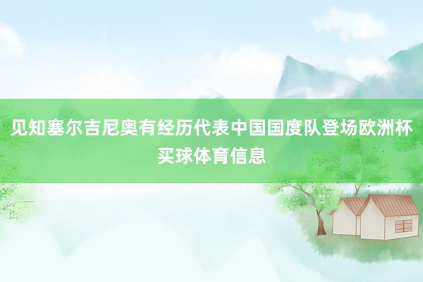 见知塞尔吉尼奥有经历代表中国国度队登场欧洲杯买球体育信息