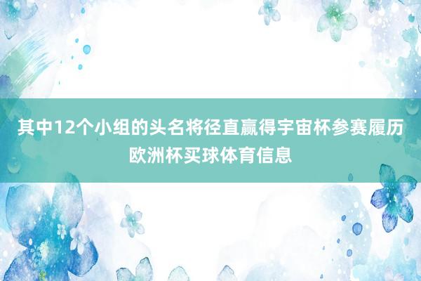 其中12个小组的头名将径直赢得宇宙杯参赛履历欧洲杯买球体育信息