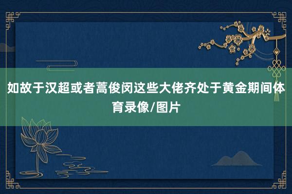 如故于汉超或者蒿俊闵这些大佬齐处于黄金期间体育录像/图片