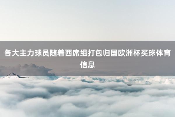各大主力球员随着西席组打包归国欧洲杯买球体育信息