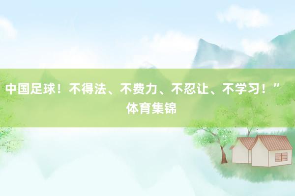 中国足球！不得法、不费力、不忍让、不学习！”    体育集锦