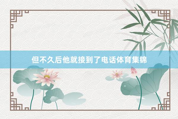 但不久后他就接到了电话体育集锦