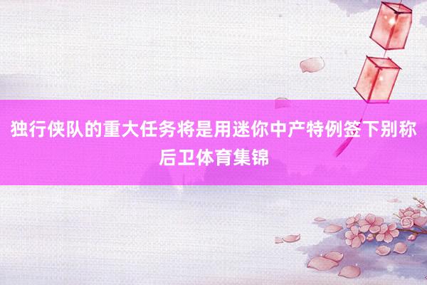独行侠队的重大任务将是用迷你中产特例签下别称后卫体育集锦