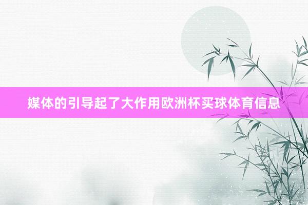 媒体的引导起了大作用欧洲杯买球体育信息