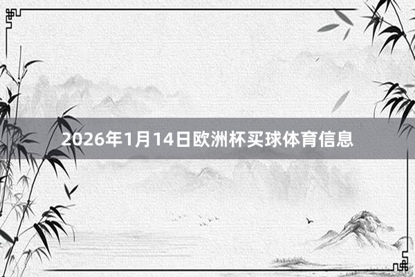 2026年1月14日欧洲杯买球体育信息