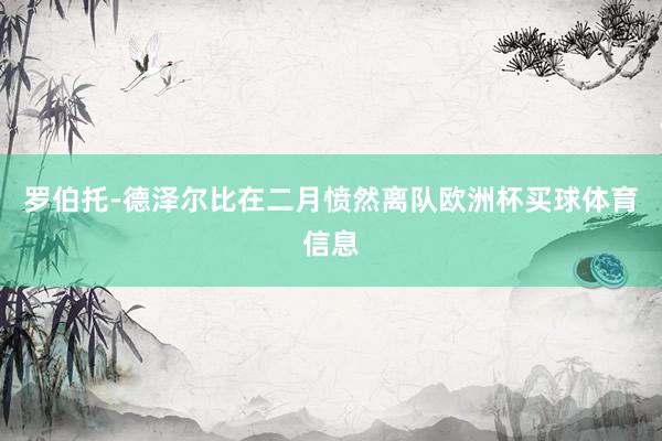 罗伯托-德泽尔比在二月愤然离队欧洲杯买球体育信息