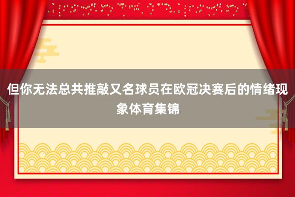但你无法总共推敲又名球员在欧冠决赛后的情绪现象体育集锦