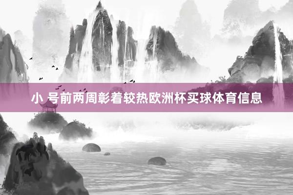 小 号前两周彰着较热欧洲杯买球体育信息